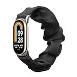 kwmobile Watch Strap Compatible with Xiaomi Mi Band 8 / Mi Band 9 - Black Scrunchie Watch Band - 5.5-7.5 inches (14-19 cm)