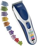 Wahl Clipper Color Pro Cordless Rechargeable Hair Clippers, Hair trimmers, 21 pieces Hair Cutting Kit, Color Coded guide combs For Men, Kids and Babies By The Brand used by Professionals. Blue