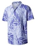 APTRO Men Hawaiian Shirts Short Sleeve Wrinkle Free Casual Tropical Shirts C12 Leaf Purple S