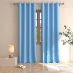 Sky Blue Curtains 92 inches Nurdery Kids Boys Room Darkening Window Curtain Panels Bedroom Living Room Divider Patio Doorway Sliding Glass Door Grommet Top Thermal Insulated Drapes 2 Pieces 52"x92"