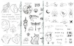 Temporary Tattoo Set of 3 Sheets By Tatsy - Simple, Natural, Hippie - Party Fun Tattoos, Fake Tattoo Body Art for Men and Women, Total 69 Unique Tattoos