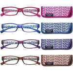 Madison Avenue 4 Pack Multicolor Blue Light Blocking Reading Glasses for Women Spring Hinge +2.25