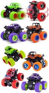 Exciting Pack of 4 Monster Trucks for Boys 3-7 Years Old, Friction Powered Car Toys, Durable High-Density Alloy and Non-Toxic Plastic, Non-Slip Tires for Educational Play (4)