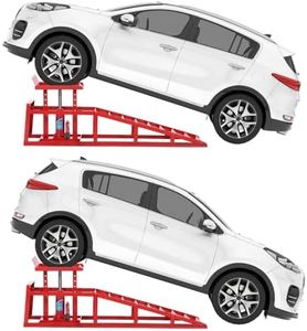 Car Truck Service Ramps,Portable Car Ramps for Oil Changes,2 Pack 12000LBS (5T) Capatity Car Lifts for Home Garage,Vehicle Auto Garage Repair.Lift Height Adjust 9.8"-15" (Red 5T)