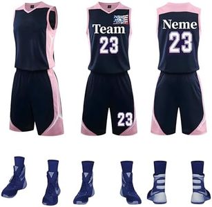 DVGEY Custom Basketball Jersey- Fan Jersey - Custom Any Name Number Team Logo - Custom Basketball Jersey for Kids Boys Men Adult & Personalized Team Uniforms (Blue+Pink)