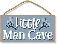 Little Man Cave - 5 x 10 inch Hanging Boys Room Decor, Wall Art, Decorative Wood Sign Home Decor