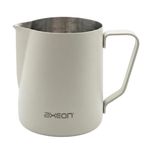 Axeon Stainless Steel Milk Frothing Pitcher | Espresso Milk Frother Jug with Internal Scale & Matte Coating | V-Spout for Latte Art | Barista Steam Jug for Cappuccino & Coffee (White, 600ml/20oz)