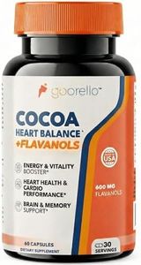 goorello 600mg Cocoa Flavanols – Heart Health & Circulation Support Supplement – Promotes Nitric Oxide Production & Energy – Vegan – 60 Capsules (30 Day Supply)