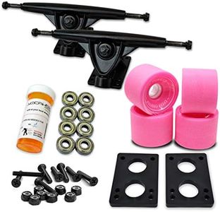Yocaher Longboard Skateboard Trucks Wheels Combo Set 71mm Wheels + 7"/180mm Heavy Duty Aluminum Black Trucks, Bearing, Riser Pad, and Skateboard Longboard Cruiser Hardware