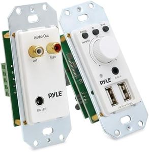 Pyle Bluetooth Receiver Wall Mount - In-Wall Audio Control Receiver w/ Dual USB Charging Port, 3.5mm AUX Input for Sound Systems - For Home Theater Entertainment - Includes DC Power Adaptor - PWPBT67