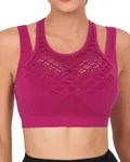 RUNNING GIRL Sports Bras for Women High Support,Seamless Ribbed Longline High Neck Sports Bra Racerback Padded Crop Top Yoga(WX2992Hot Pink,XXL)