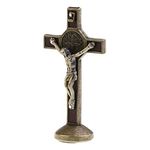 POFET Crucifix Jesus Christ Cross Statue Figurine For Car Home Chapel Decor - Bronze