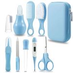 PandaEar Baby Healthcare and Grooming Kit, Baby Safety Set Baby Comb, Brush, Finger Toothbrush, Nail Clippers, Scissors, Nasal Aspirator, Baby Essentials Nursery Care Kit (Blue)