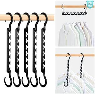 HOUSE DAY Sturdy Plastic Space Saving Hangers Cascading Hanger Organizer Closet Space Saver Multi Hangers for Heavy Clothes, Closet Organizers and Storage,College Dorm Room Essentials (20 Pack Black)