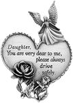 True Faith Jewelry Pewter Daughter Drive Safely Heart Car Guardian Angel Visor Clip, New Driver Gifts from Mom and Dad, Fine Pewter (92% Tin), 3-7/8 x 1-7/8 Inch