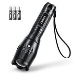 Linkax LED Torch Battery Powered, Super Bright 800 Lumen Tactical Torch, Hand Flashlight Adjustable Focus, Waterproof Small Mini Torch for Power Cut, Camping, Dog Walking, Gifts for Men Dad Kids