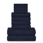 Lions Towels Family Bale Set - 10 Piece 100% Egyptian Cotton, 4x Face 4x Hand 2x Bath Towel, Premium Quality Highly Water Absorbent Bathroom Accessories, Machine Washable, Navy Blue, 544722