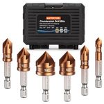 Countersink Drill Bit Set, M35 Cobalt HSS Countersink Drill Bits 6 Pieces 1/4 Inch Quick Change Hex Shank for Metal, Wood, Stainless Steel, Carbon Steel