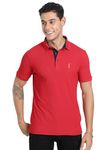 STELLERS Men's Golf Premium Polo T-Shirt Wrinkle Free Quick Dry Soft and Feather Touch Feel Regular Fit Red Large