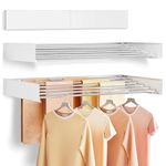 Vasunray Wall Mounted Clothes Drying Rack Folding Indoor, Foldable Laundry Drying Rack Collapsible,Invisible, Space Saving, Retractable Towel Drying Rack, with Wall Template(6 Drying Rods, White 40")