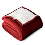 Bare Home Sherpa Fleece Blanket - King Blanket - Blanket for Bed, Sofa, Couch, Camping and Travel - Warm & Lightweight - Fluffy & Soft Plush Blanket - Reversible (King, Red)