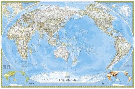 National Geographic World, Pacific Centered Wall Map - Classic - Laminated (46 x 30.5 in) (National Geographic Reference Map)