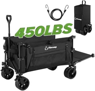300L Wagons Carts Foldable, 450lbs Capacity Beach Wagon Black Garden Cart Camping Wagon Beach Wagon with Big Wheels for Sand with Elastic Rope Wagon for Groceries Moving Camping