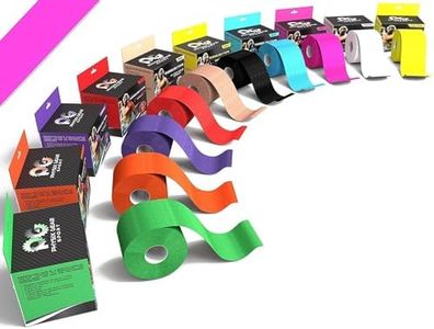 Physix Gear Kinesiology Tapes, el Mejor kinesiotape con Adhesivo de Grado médico, Cinta kinesiológica con guía, Cinta Deportiva Resistente al Sudor y al Agua, Pack de 2, Rosa