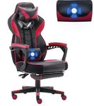 Bonzy Home Gaming Chair for Adults with Footrest and Massage, Racing Style Gamer Chairs with Headrest and Lumbar Pillow, Ergonomic PC Game Chair Height Adjustable for Kids Boys Teens, Red