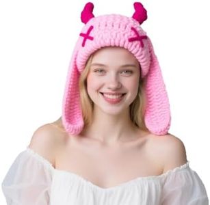 Knit Beanie Hats Cute Bunny Long Ears Funny Hat Winter Cap Warm Knit Rabbit Crochet Skull Cap Outdoor Slouchy Hat ski hat