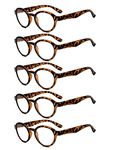 Eyekepper 5-pack Spring Hinges Round Retro Readers Reading Glasses Tortoise +2.75