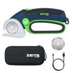 ZEITE 4V Cordless Electric Scissors, Cardboard Cutter with 2 x Blade, 1 x Storage Box, 1 x USB Charging Cable, Electric Cutter, Power Rotary Scissors for Box Carpet Plastic, Easy to Hold and Safety