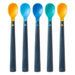 Tommee Tippee 44719610 Soft Tea Spoon with Long Non-Slip Handle, Extra Soft, from 4 Months, Pack of 5, Multi-Coloured