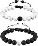 BBTO Howlite Bracelet Black Matte Agate Bracelet Couples Bracelet Distance Bracelet Energy Beads Bracelet for Valentine's Day Present (Classic Style)