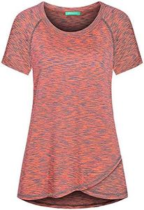 Kimmery Womens Workout Tops for Women Short Sleeve Shirts for Women Summer Tops for Women 2025 Yoga Tops Athletic Tops Light Orange Shirt L