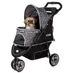 InnoPet Dog Pram Allure Onyx - Stylish Design Cat Buggy - 360° Swivel Wheel - Storage Basket - Compact Folding Pet Stroller