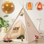 Tiny Land Teepee Tent for Children with Lights & Campfire, Toy & Carry Bag, Washable Children's Tent for Indoors, Children's Room, Play Tent for Girls & Boys, Toy for 3~5 Years