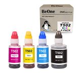 502 T502 Refill Ink Bottles Compatible Replacement for Epson T502 Fit EcoTank ET-4760 ET-2760 ET-3760 ET-3710 Expression ET-2750 Workforce ET-4750 ET-3750 ST-4000 (4-Pack; Black Cyan Magenta Yellow)