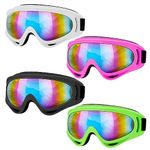 FRIUSATE Ski Goggles Kids,4 Pack Snowboard Goggles for Men Women Boys Girls,Skiing Snowboard Goggles,Motorcycle Goggles for Men Women Adult Youth