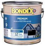 Bondex Premium Wood Stain - Night Black – Suitable for Interior & Exeterior Wood - Water Based & Hardwearing – 12 Years Protection - 2.5L