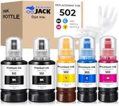 Printers Jack Compatible 590ml 502 T502 Refill Ink Bottles Replacement for ET-2750 ET-3750 ET-4750 ET-2760 ET-3760 ET-4760 ET-2700 ET-3700 ET-3710 ET-15000 ST-2000 ST-3000 ST-4000 Printer