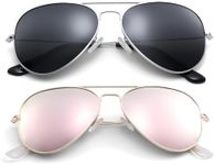 Pro Acme Aviator Sunglasses for Men Women Classic Polarized UV400 Protection (2 Pairs) Gold Frame/Pink Mirrored Lens + Silver Frame/Smoke Lens