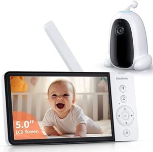 Baby Monitor No WiFi 5" HD Video Baby Monitor with Camera and Audio, Room Temperature Sensor Auto Night Vision 2-Way Audio 8 Lullabies and Smart VOX Mode for Your Baby Gift