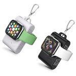 HUAENG (2-Pack) Keychain Portable Wireless Magnetic iWatch Charger, 2000mAh Mini Power Bank Travel Smart Watch Charger Power Pod for Apple Watch Series 1/2/3/4/5/6/7/8/9/SE/UItra/UItra 2-Black&White