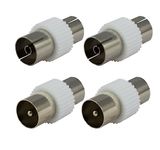 Relloh TV Aerial Coaxial Cable Connectors - Premium Nickel Plated 2x Male and 2x Female Connectors for Seamless Signal Transmission - Coaxial TV Aerial Connector Kit RF Coax Aerial Adapters