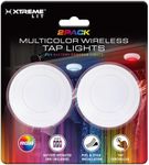 Xtreme 2pk Round LED Tap Puck Lights: Multi-Color Touch Control for Versatile Lighting