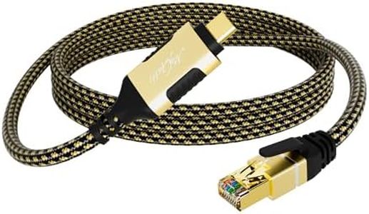 USB C to Ethernet Adapter Cable 0.5 FT, Upgrade USB-C to RJ45 Cable, Gold-Plated, Nylon Braided, Gigabit LAN Network to USB C Cord, for MacBook Pro/Air, iPad Pro, iPhone 15 Series, Galaxy S24 and More
