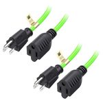 [UL Listed] Cable Matters 2-Pack 16 AWG Indoor/Outdoor Heavy Duty 13A Power Extension Cord 10 ft in Green, (Power Cord Extension / 3 Prong Extension Cords, NEMA 5-15P to NEMA 5-15R)