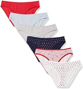 Amazon Essentials Braguita de Estilo Bikini de Algodón - colores interrumpidos Mujer, Pack de 6, Corazones/Multicolor/Rayas, 40