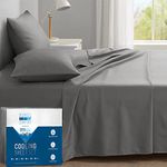 Degrees of Comfort Coolmax Cooling Sheets Set for Queen Size Bed, Moisture Wicking for Night Sweats Best Comfort, Cool Sheets for Hot Sleepers During Warm Weather with Deep Pocket, Grey